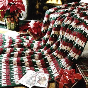Vintage Häkelmuster Anleitung Weihnachten Doppelhäkelanleitung Afghan PDF Sofortiger digitaler Download Urlaub Decke Winter Wohnkultur