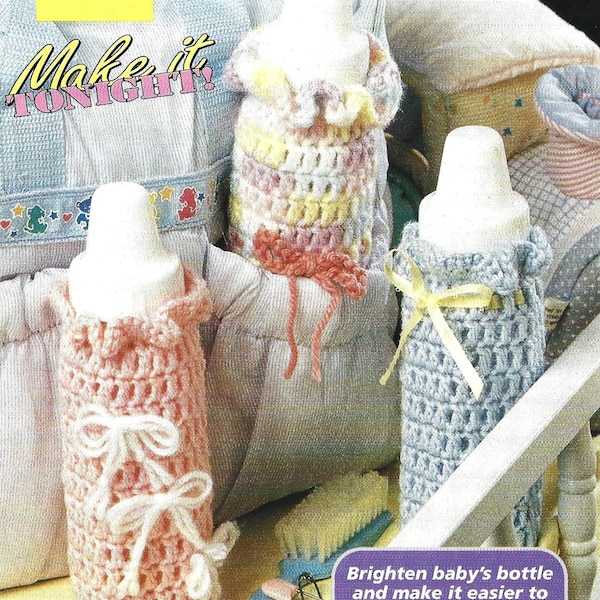 Biberon vintage au crochet, PDF douillet, téléchargement numérique instantané, porte-bidon, cadeau de shower de bébé pour maman et bébé