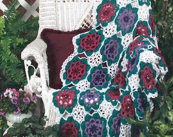 Vintage Crochet Pattern Lacy Flower Afghan PDF Instant Digital Download Large Floral Granny Motif Throw Blanket Home Decor