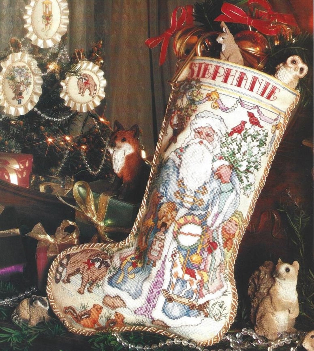 Awesocrafts Christmas Cross Stitch Kit - Santa & Bears Pattern, Stamped Fabric, Supplies Included - View #8