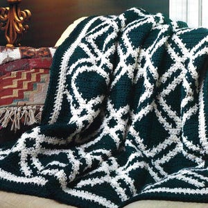 Vintage Crochet Pattern Double Cross Afghan Bed Cover PDF Instant Digital Download Holiday Square Motif Throw Blanket Home Decor