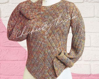Vintage Knitting Pattern Pullover Fitted Sweater PDF Instant Digital Download Womens V Neck Figure Flattering Knit Top