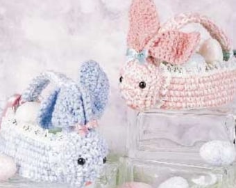Crochet Easter Baskets Pattern for Kids PDF Instant Digital Download Plush Easter Egg Hunt Bucket Kids Gift Basket Crochet Bunny Rabbit