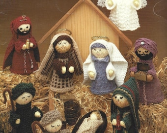 Vintage Christmas Knitting Pattern Nativity Scene Baby Jesus Birth Mary Joseph 3 Wisemen Angel PDF Instant Digital Download Holiday Decor