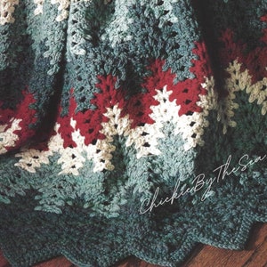 Vintage Christmas Crochet Pattern Heartbeat Ripple Afghan PDF Instant Digital Download Holiday Throw Blanket Home Decor image 2