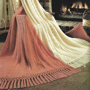 Vintage Crochet Pattern Fisherman Aran Afghan Set of 2 PDF Instant Digital Download Fair Isle Throw Blanket Home Decor