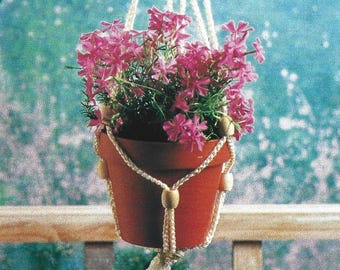 Vintage Häkelanleitung Blumentopf Perlen Aufhänger PDF Sofortiger digitaler Download 24"Hänge Pflanzenhalter Retro Minimalist Terrasse Wohnkultur