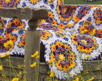 Vintage Crochet Pattern Reversible Irish Garden Afghan PDF Instant Digital Download Lacy Spring Floral Throw Blanket Home Decor