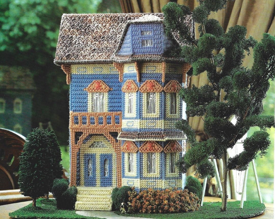 Vintage Plastic Canvas Pattern Victorian Home Painted Ladies PDF
