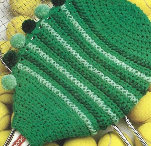 Crochet Tennis Racket Cover Pattern, 1980s Pom Pom Design (PDF Download ...