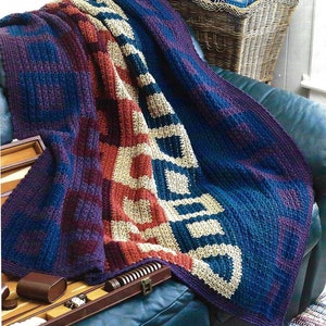 Vintage Crochet Pattern Southwestern Afghan PDF Instant Download Navajo Style Colorful Blocks Throw Blanket Home Decor