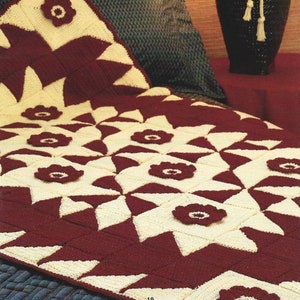 Vintage Häkelanleitung Country Rose Afghan PDF Download Sofortiger Digitaler Download Blumenmotiv Überwurf Decke Bauernhaus Wohndeko