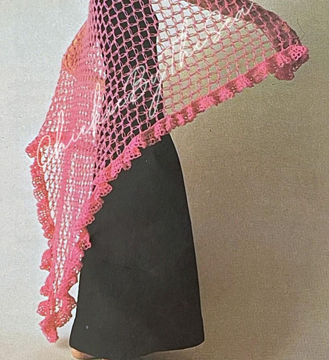 Vintage Crochet Pattern Lacy Triangle Crochet Shawl Soft Drape Floor ...
