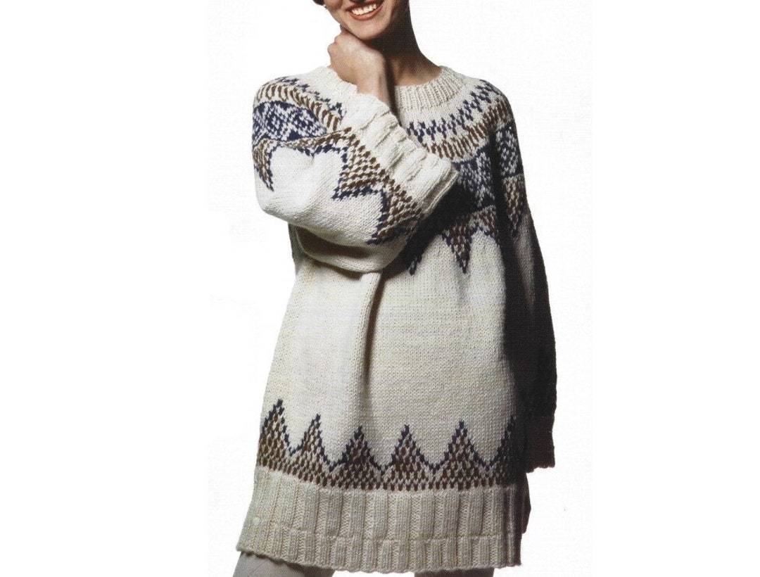 Knitting Pattern Nordic Fair Isle Icelandic Pullover Sweater PDF ...