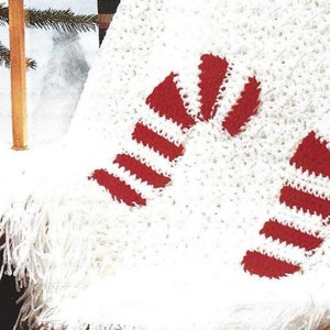 Vintage Christmas Crochet Pattern Candy Cane Afghan PDF Instant Digital Download Peppermint Candy Throw Blanket Classic Holiday Home Decor
