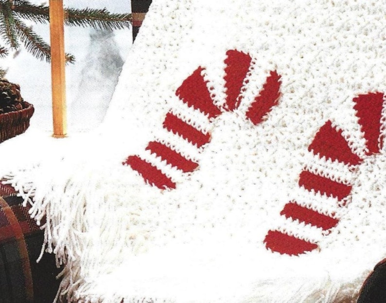 Vintage Christmas Crochet Pattern Candy Cane Afghan PDF Instant Digital ...