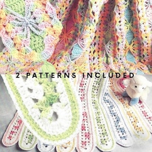 2 Mile a Minute Crochet Patterns Colorful Baby Afghans PDF Instant Digital Download Panel Strip Throw Stroller Cover Unisex Baby Shower Gift