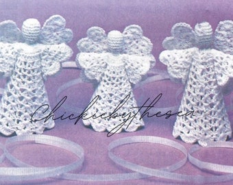 Vintage Crochet Pattern Christmas Angel Decor Lacy Victorian Christmas Tree Decorations Holiday Decor PDF Instant Download Holiday Ornaments