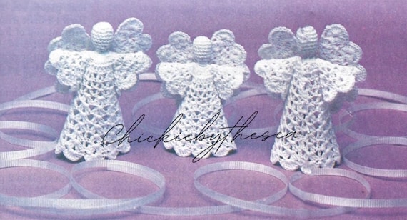 Vintage Crochet Pattern Christmas Angel Decor Lacy Victorian Christmas Tree Decorations Holiday Decor PDF Instant Download Holiday Ornaments