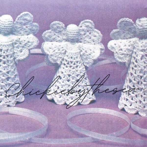 Vintage Crochet Pattern Christmas Angel Decor Lacy Victorian Christmas Tree Decorations Holiday Decor PDF Instant Download Holiday Ornaments