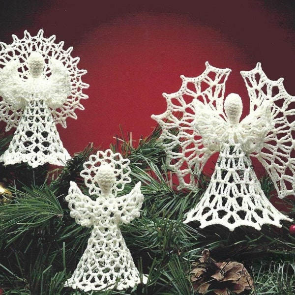 Vintage Christmas Crochet Pattern Lacy Angels Holiday Ornaments Victorian Angel Wings PDF Instant Digital Download 3 Designs