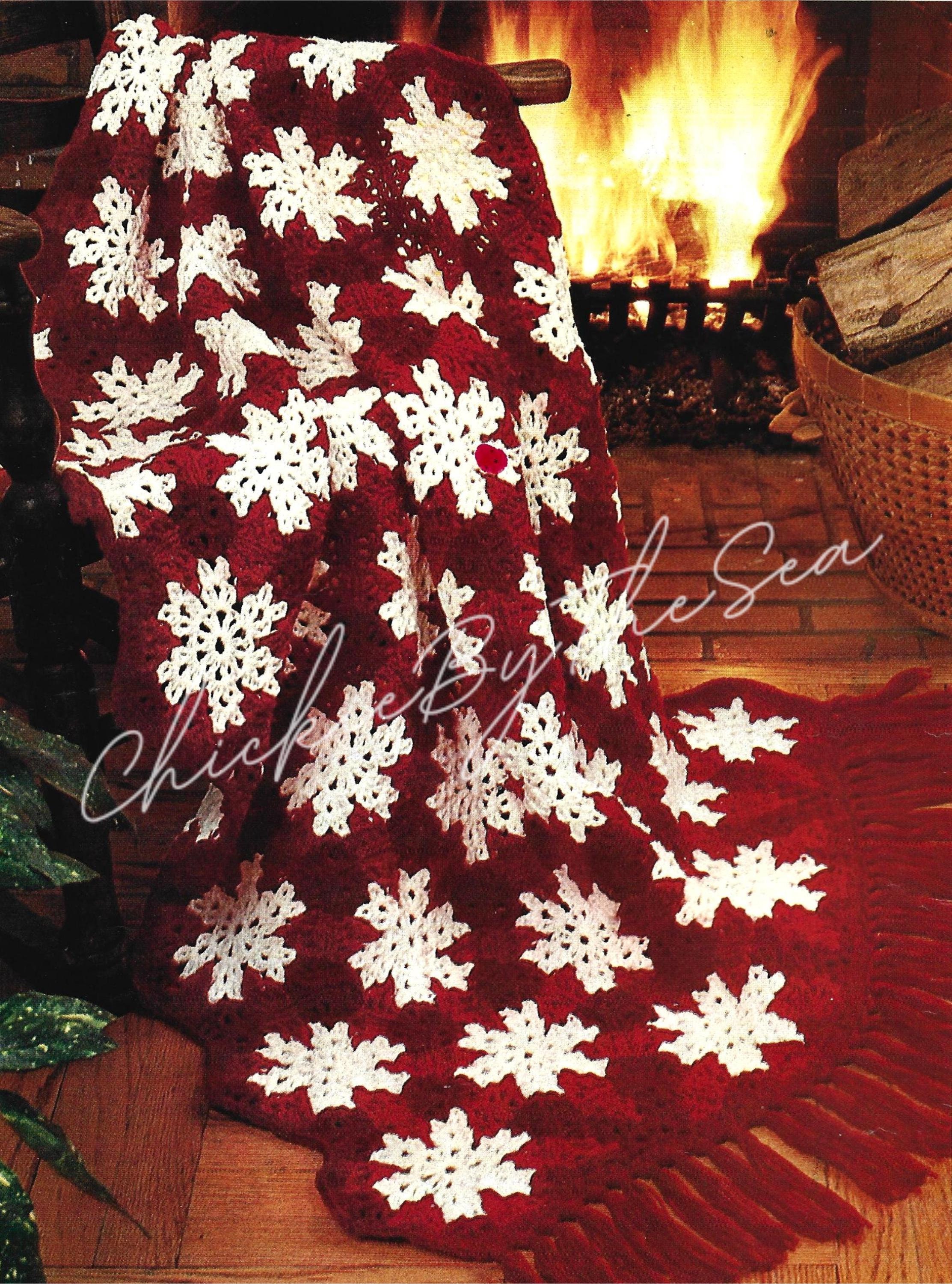 Vintage Crochet Pattern Snowflake Christmas Afghan PDF Instant