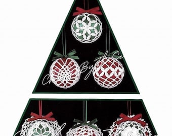 Vintage Crochet Pattern Christmas Ornament Covers Set of 6 Victorian Ball Slipcovers PDF Instant Digital Download Elegant Holiday Home Decor