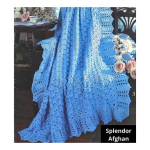 Vintage Crochet Pattern Victorian Lace Afghan Ruffle Edge Throw Blanket PDF Instant Digital Download Lapghan Wrap Blanket Home Decor