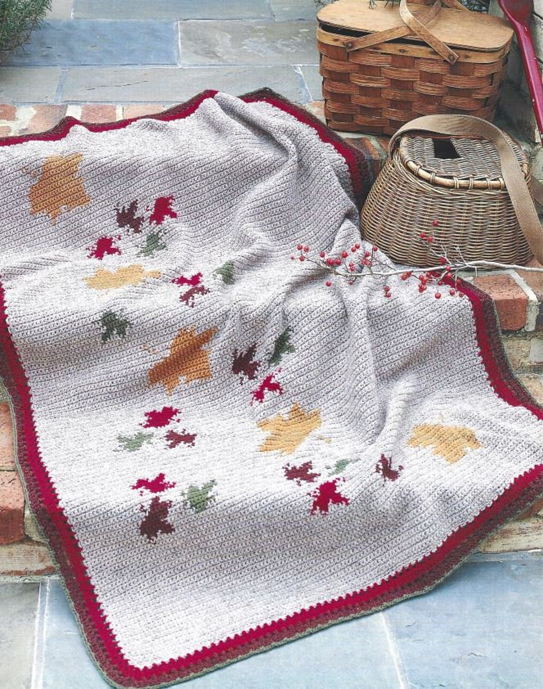 Vintage Crochet Falling Leaves Afghan Pattern PDF Instant Digital ...