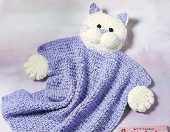 Vintage Crochet Pattern Cat Security Blanket Afghan Amigurumi Plush Animal Toy PDF Download Baby Blanket Buddy 26 X 28 Nursery Home Decor Etsy Canada