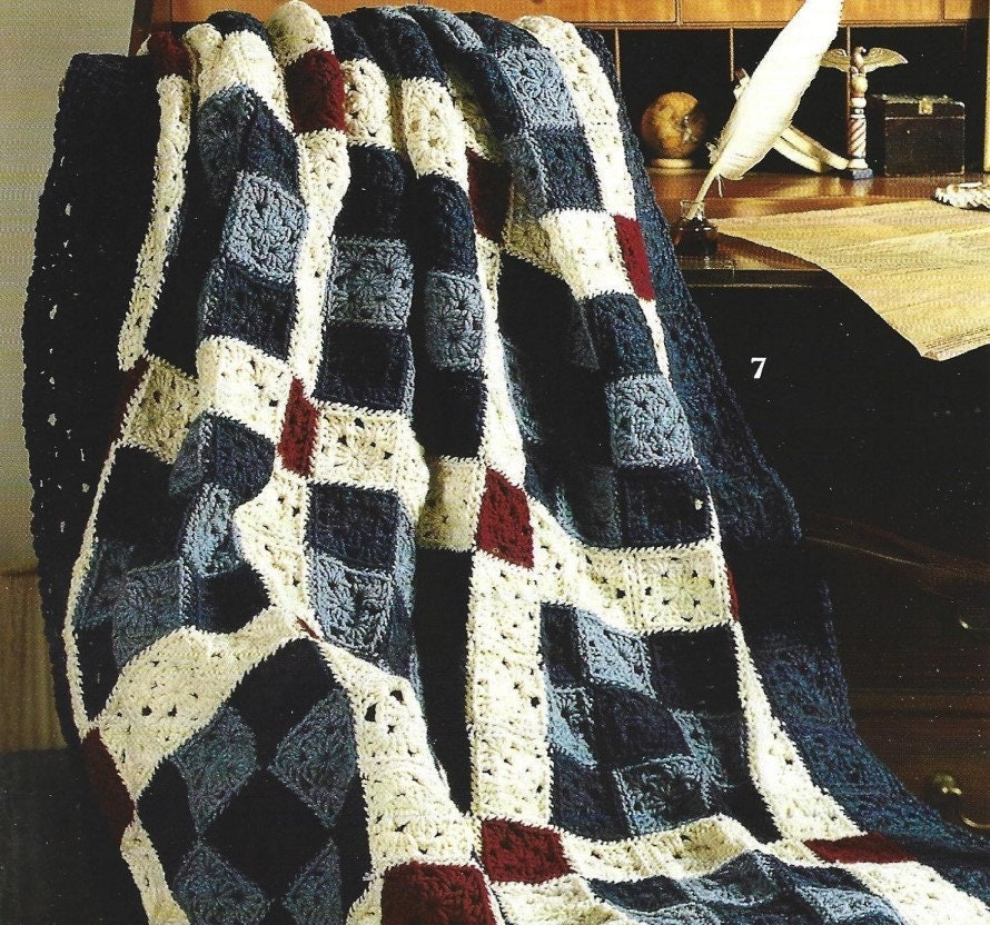 Vintage Nine Patch Granny Square Throw