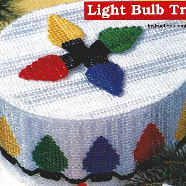 Plastic Canvas Christmas Pattern Light Bulb Treasure Box Vintage Trinket Box Holiday Decor Christmas Lights Box PDF Instant Digital Download