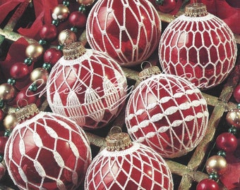 Vintage Crochet Pattern Lacy Christmas Ball Covers Retro Holiday Ornament Slipcovers PDF Instant Digital Download 12 Designs Crochet Cotton