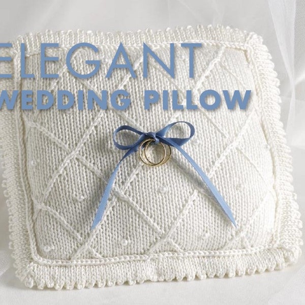 Vintage Knitting Pattern Elegant Wedding Ring Pillow PDF Instant Digital Download Plush Ring Bearer Pillow Pearl Accents 8.5" Square