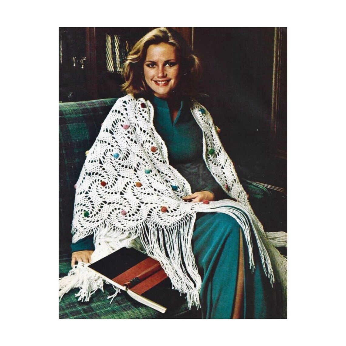Vintage Crochet Shawl Pattern: Lacy Boho Triangle With Fringe (PDF ...