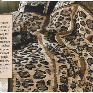 Vintage Crochet Pattern Animal Print Afghan PDF Instant Digital Download Jungle Safari Throw Blanket Mile a Minute Style 45" x 58"