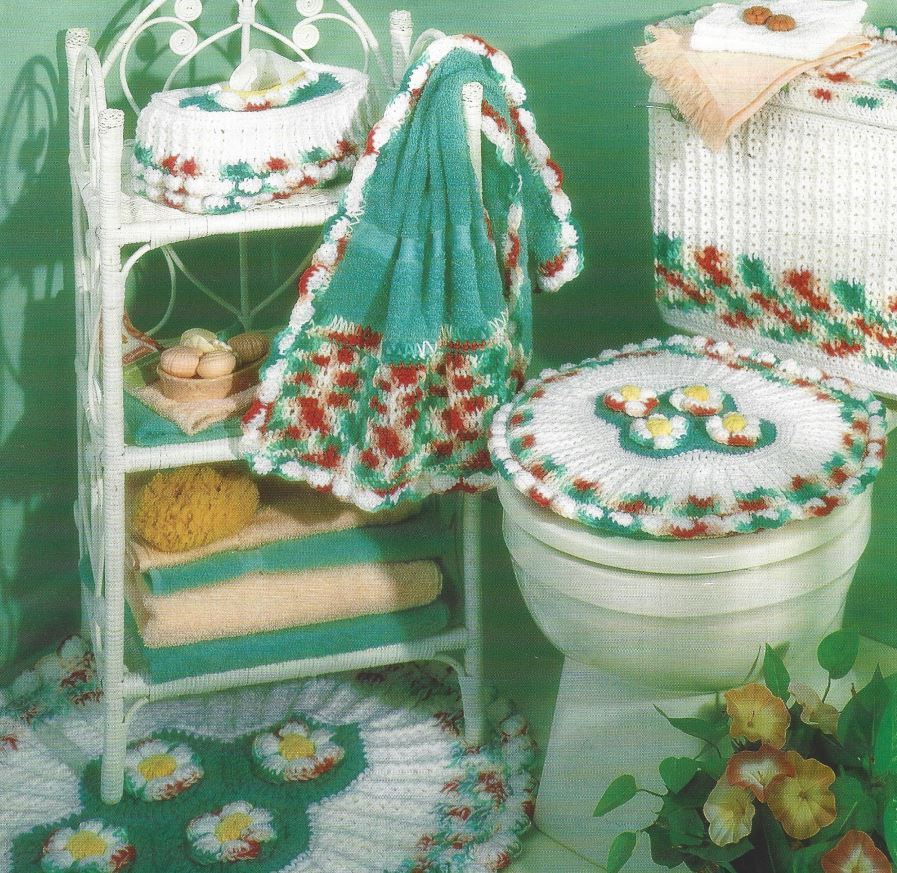 23 Crochet Bath Rug Patterns for Bathroom Floors, Entryways, and Cozy Home Decor 21 Vintage Crochet Bath Set Pattern