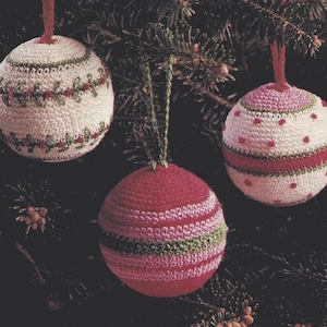 Vintage Crochet Pattern Christmas Ball Ornament Covers PDF Instant Digital Download Victorian Ornament Covers 3 Designs Holiday Home Decor