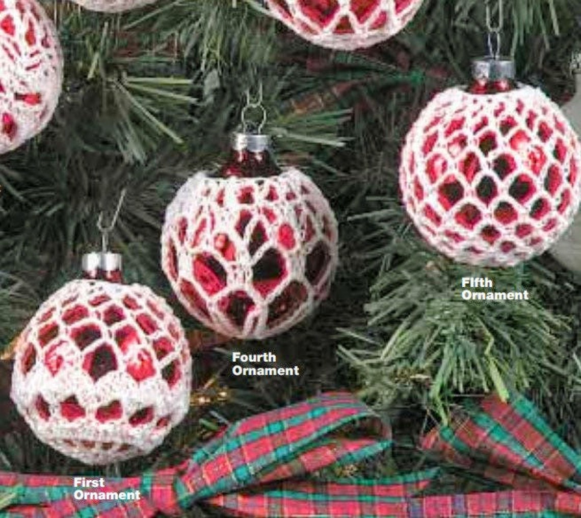Vintage Crochet Christmas Ball Covers Pattern Retro Lacy Etsy