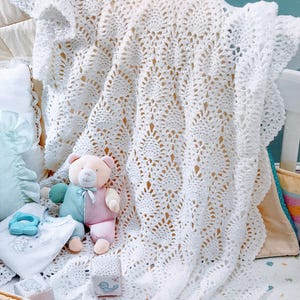 Vintage Crochet Pattern Pineapple Baby Afghan PDF Instant Digital Download Motif Christening Throw Blanket Baby Shower Gift Home Decor