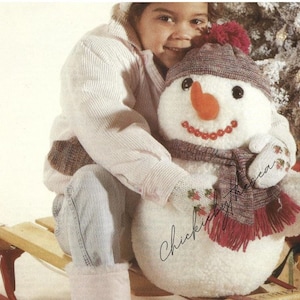 Vintage Sewing Pattern Plush 19" Frosty Snowman Soft Fleece Fabric Toy PDF Instant Digital Download Hat Scarf Mittens Christmas Decor