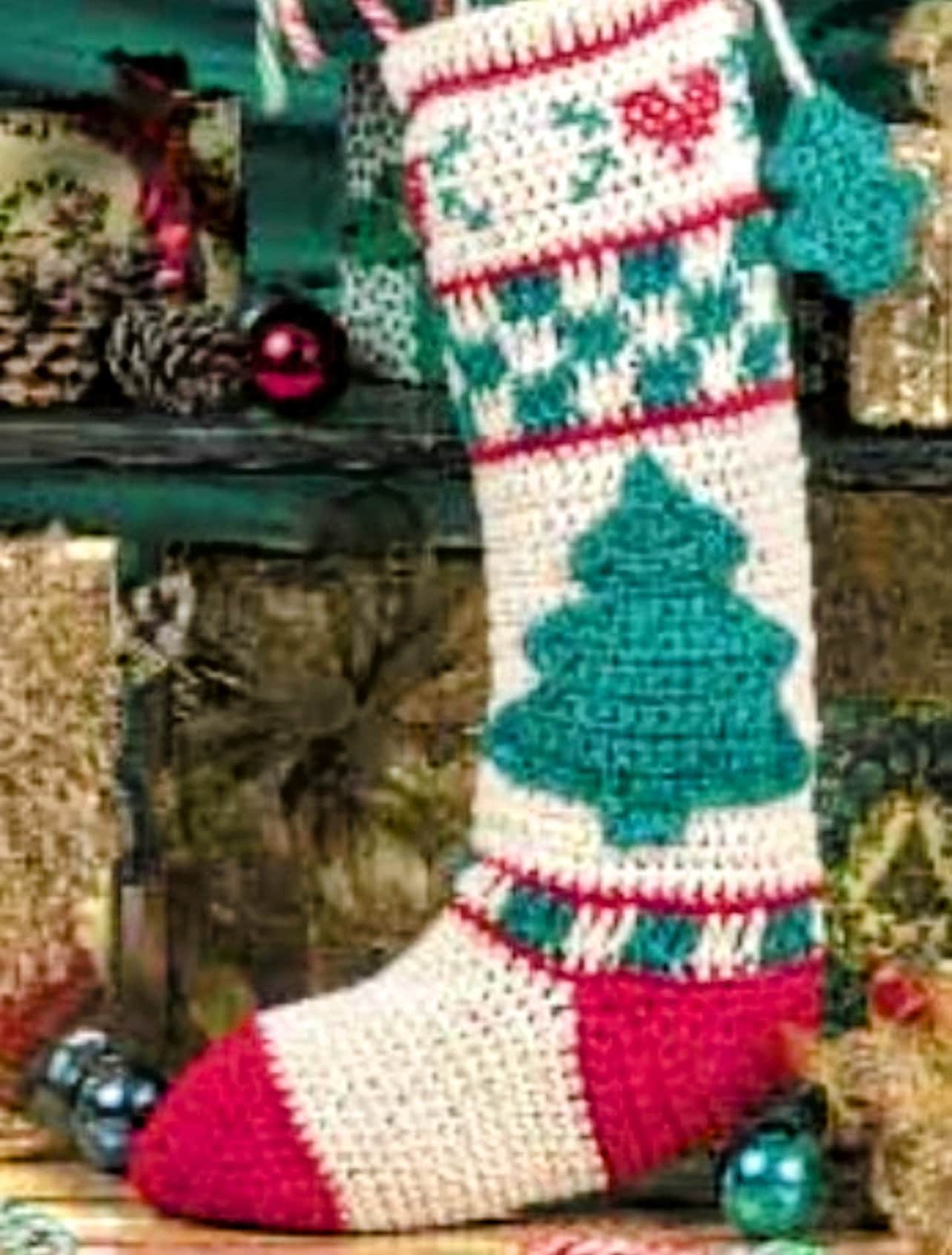 Vintage Crochet Pattern Fair Isle Christmas Stocking PDF Instant ...