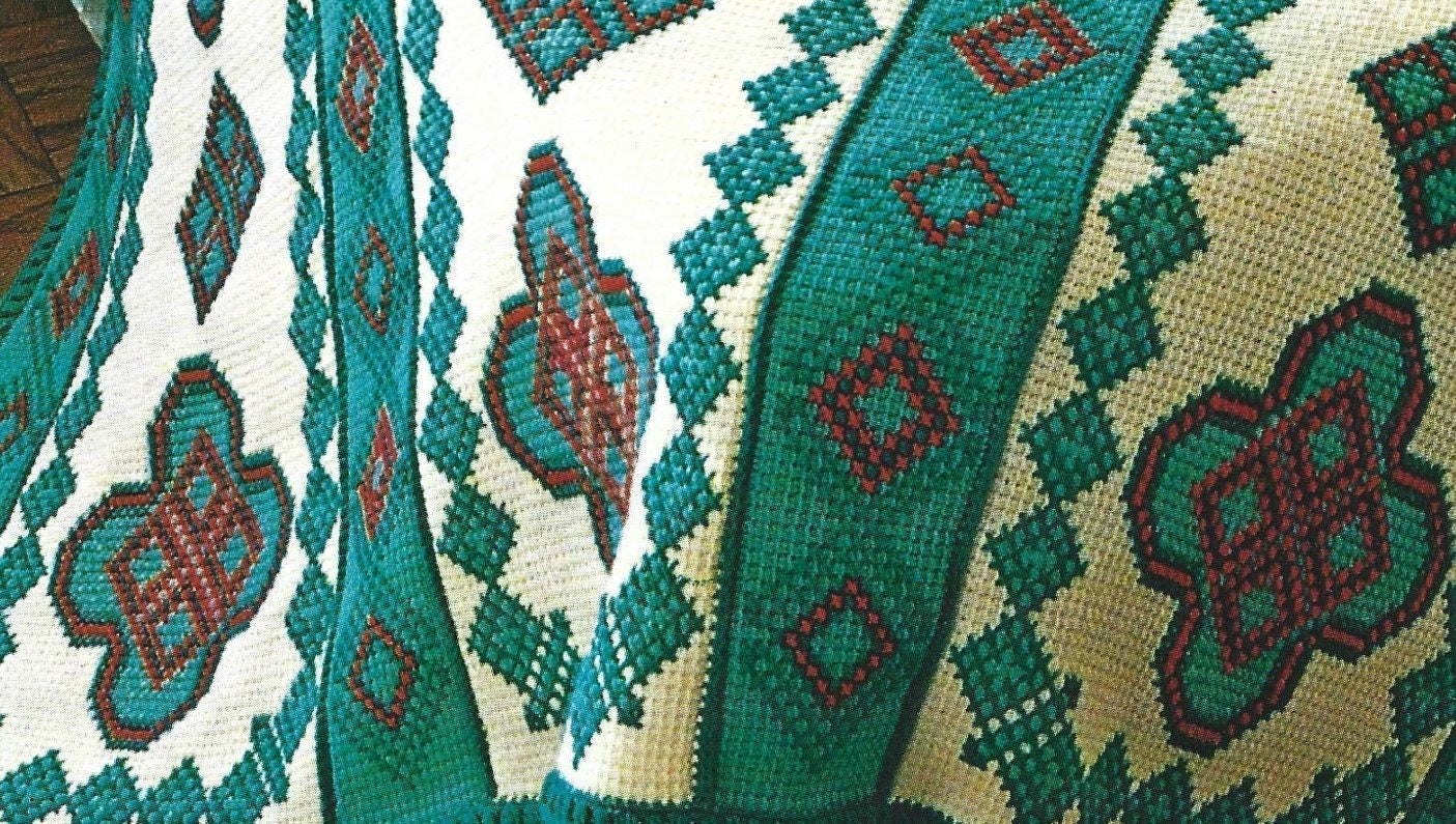 Vintage Crochet Afghan Pattern Aztec Indian Blanket PDF Instant Digital ...