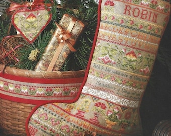 Cross Stitch Stocking Pattern Vintage Christmas Colonial Heritage Sampler PDF Instant Digital Download Embroidery Ornament & Sweater