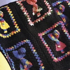 Vintage Crochet Pattern Sun Bonnet Sue Afghan PDF Instant Digital Download 3D Doll Throw Blanket Coverlet Crib Bedding Nursery Decor