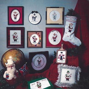 Kreuzstich Weihnachtsmuster Faltblatt 12 Designs Weihnachtsmann Volkskunst Kranz Bild Strümpfe PDF Instant Digital Download Home Decor