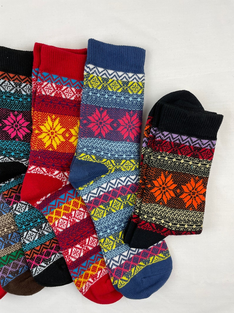6 pairs Flower Lining Crew Socks Women Fun Fashion Socks Patterned Socks Fun Gift High Quality One Size