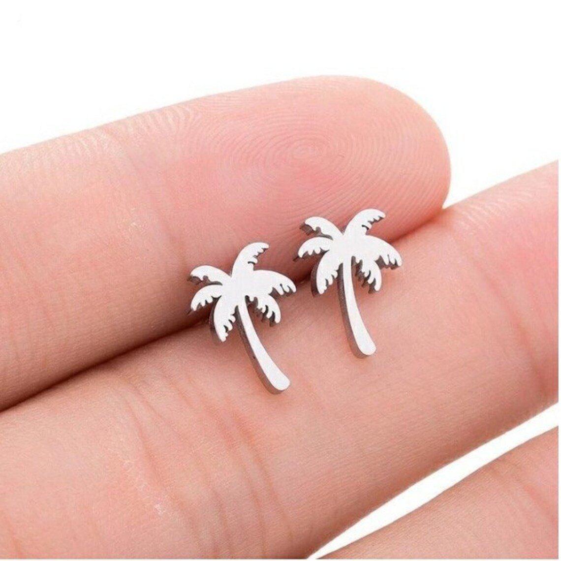 Silver Palm Tree Stud Earrings Palm Tree Studs Palm Tree Etsy