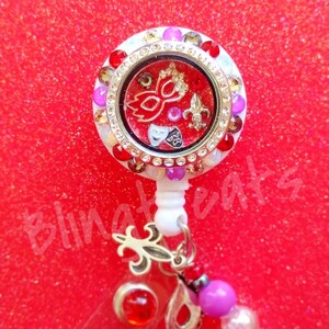 Mardi gras Retractable ID badge