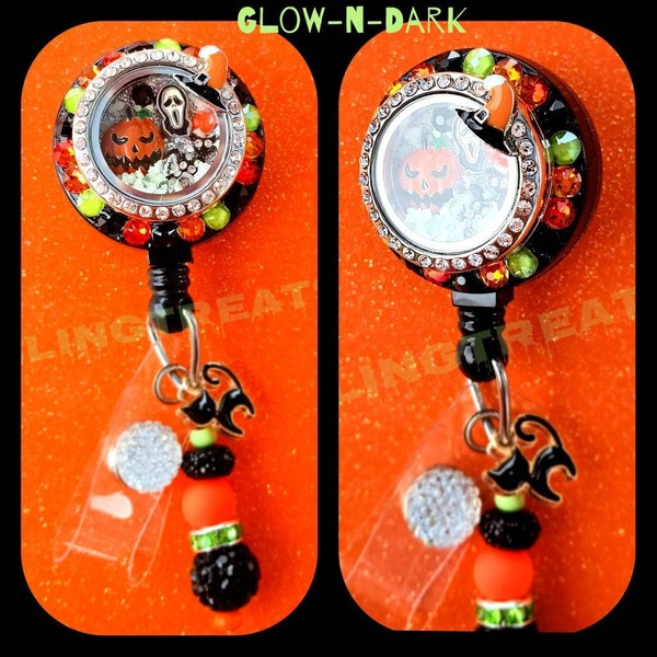 Glow in the dark Halloween retractable ID badge holder